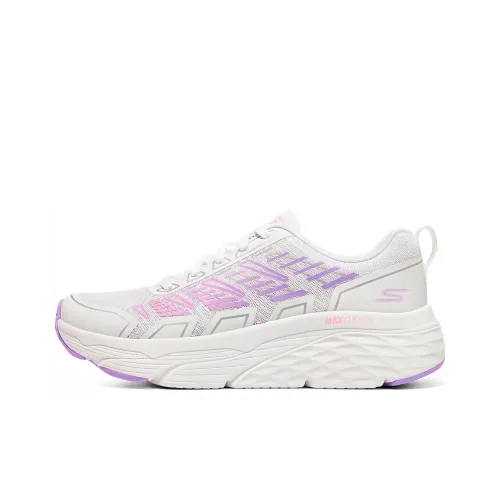 Skechers Max Cushioning Устойчивый к истиранию Дышащий Низкий Топ Повседневные Беговые кроссовки Женские Белый Фиолетовый