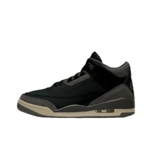 A Ma Maniere x Jordan Air Джордан 3 Устойчивый к истиранию Дышащий MID Топ Винтажные баскетбольные кроссовки Мужской Черный Серый