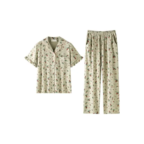 MEONSILL Летний комплект пижамы для женщин травяного зеленого цвета