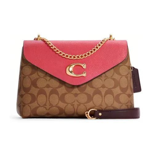 COACH Tammie Кожа Сумка через плечо Средняя Женская Розовая и Коричневая