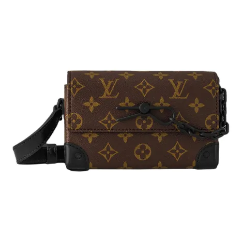 LOUIS VUITTON Steamer Покрытый холст с коровья кожа Маленькая коробка Сумка через плечо Мини Унисекс Коричневый