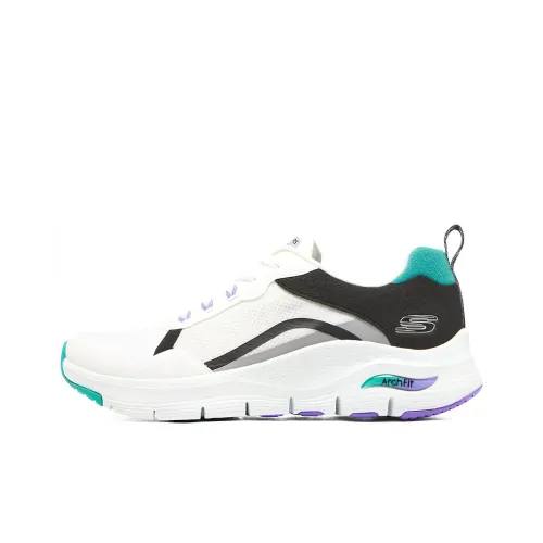 Skechers Arch Fit Low Топ Беговые кроссовки Женские Черный белый