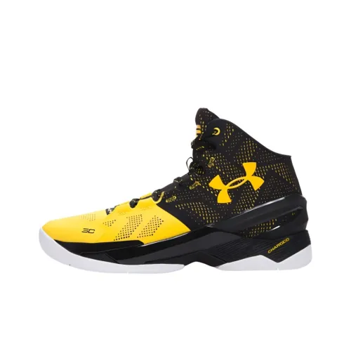 Under Armour Длинный SHOT Curry 2 Нелипкий Легкий Высокий Топ Баскетбольные Кроссовки Мужские Желтый Черный
