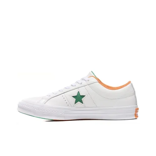 Конверс ONE STAR Anti-slip Легкие Низкие Кроссовки для скейтбординга Унисекс Белый Зеленый