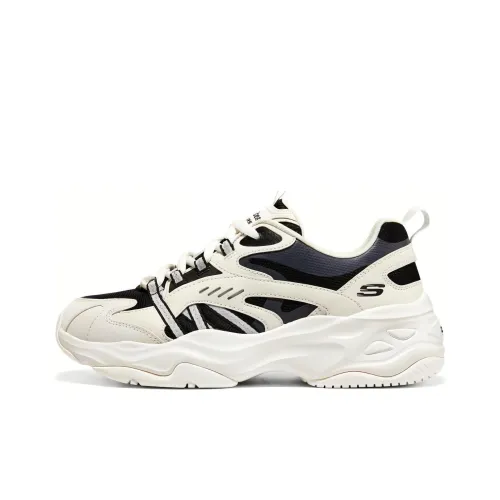 Skechers D'LITES 4,0 Свежий вид Медвежонок Свежий Черный лес Низкий топ Толстая подошва Кроссовки Женские Белый Черный