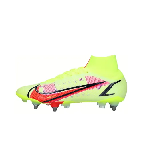 Nike Mercurial Superfly 8 SG Мягкая трава Противоскользящие Устойчивые к истиранию Футбольные бутсы Мужские Неоново-желтый