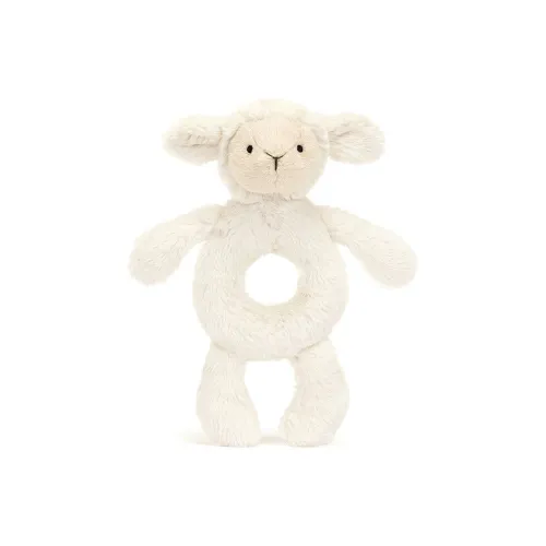 JELLYCAT Shy Lamb Ring Rattle Кукла Плюшевая кукла 12 см Высота в сидячем положении
