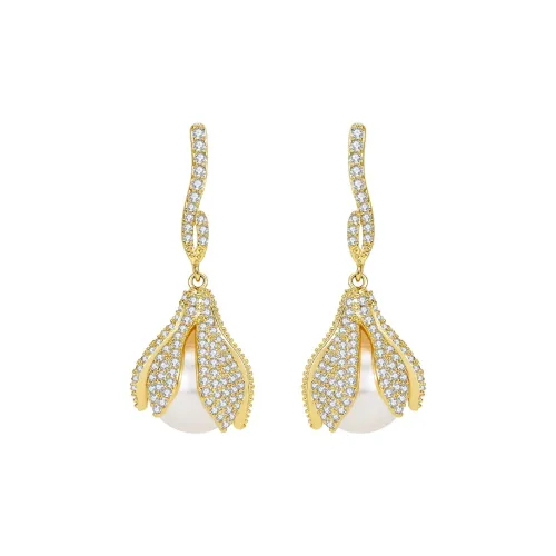 HMZ S925 Серебряные серьги-гвоздики с искусственным жемчужным женские