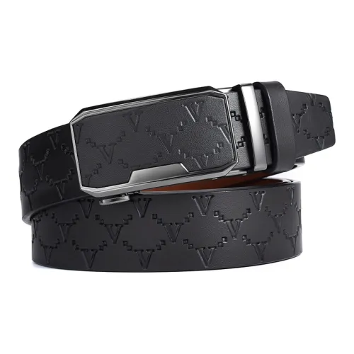 Old Man's Head Бизнес Автоматическая Застежка Элегантность Улучшенная Коровья Кожа Ремни Мужской Черный Кофейный