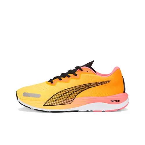 PUMA Velocity Nitro 2 Slip-Resistant Abrasion-Resistant Breathable Low-Top Casual Running Shoes Men's Yellow Orange