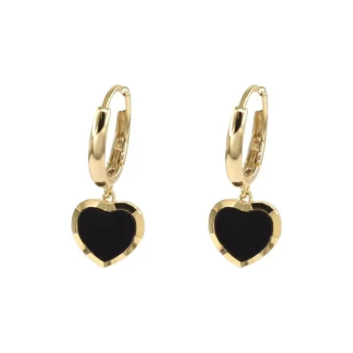 Yi Can Медный Гальванизированный с Настоящим Золотом Серьги-гвоздики Женские Черный