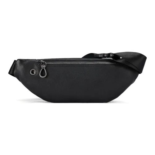 CMLZIUA Сумка через плечо из крупнозернистой текстуры коровьей кожи большой унисекс черный