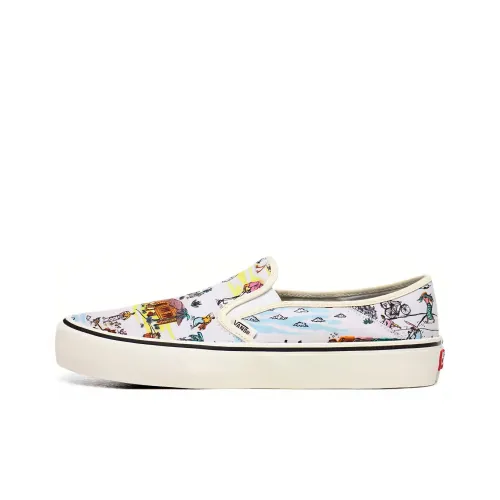 VANS Slip On Series Surf Low Top Скейтборд Кроссовки Unisex Черный Белый