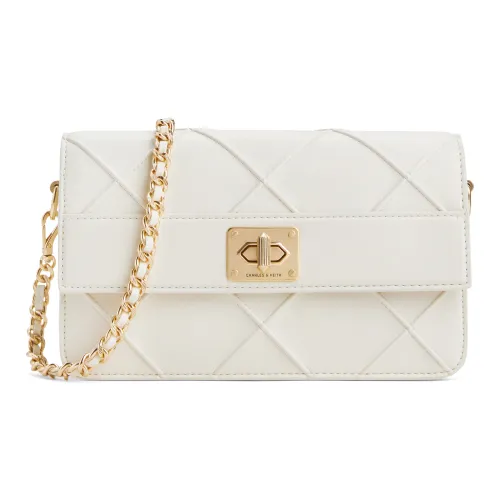 CHARLES KEITH ПУ (полиуретан) Сумка через плечо Маленькая Женская Кремово-молочный Белый Черный