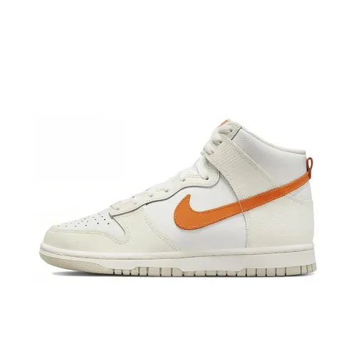 Nike Dunk High Нижняя юбка Устойчивая к истиранию Высокий топ Скейтборд Кроссовки Женские Белый Апельсин