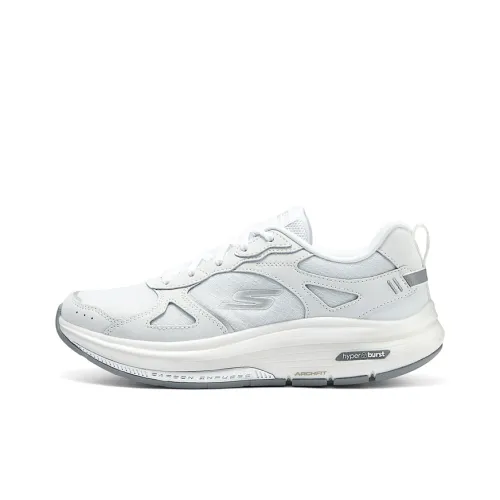 Skechers Амортизация Износостойкие Низкие Кроссовки для Бега Женские Белые Серебряные