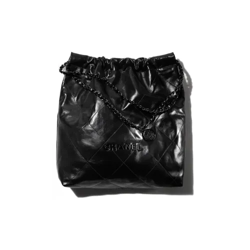 CHANEL 22BagSo Черный Коровья кожа Тоут Сумка Сумка для покупок Сумка Сумка через плечо Большая Женская Черная
