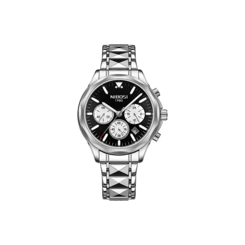 NIBOSI 1985 Кварцевый механизм Нержавеющая сталь Ремешок Мужские часы Черный циферблат Ni2608