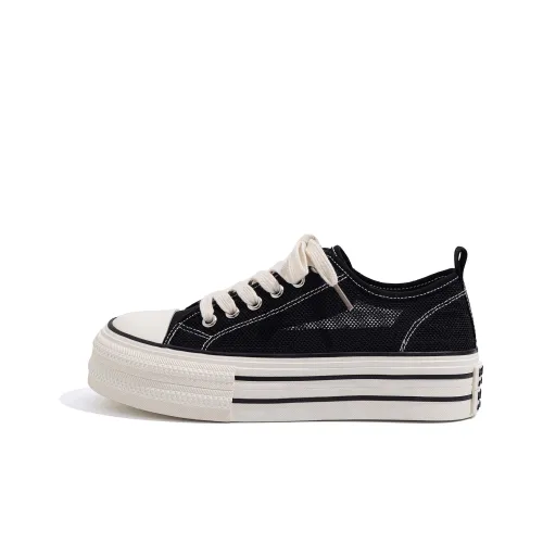 HUANQIU Canvas Shoes Low Top Black Women's