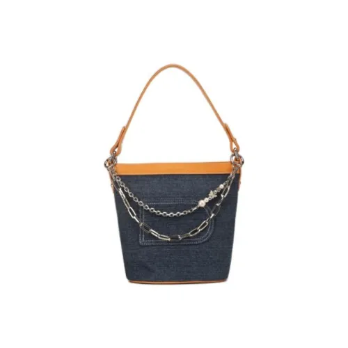 DEERE JACK Деним Холщовая Сумка Сумка-ведро Сумка через плечо Сумка на одно плечо Маленькая Женская Темно-синяя