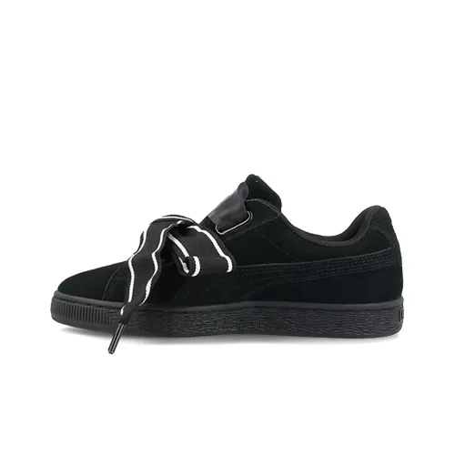 PUMA Suede Heart Satin II Coating Support Low-Top Скейтбординг Кроссовки Женские Черные