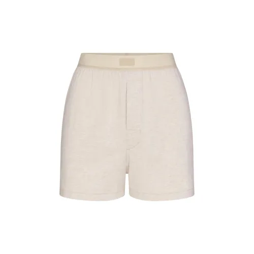 SKIMS Boyfriend Loose Boxer Повседневные шорты Женские Heather OATMEA Heather Цветочный дизайн Wheat