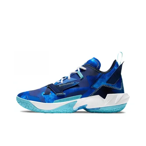 Джордан Why Not Zer0,4 Амортизаторы Slip-resistant (противоскользящие) Abrasion-resistant (устойчивые к истиранию) MID Баскетбольные кроссовки Мужской Синий