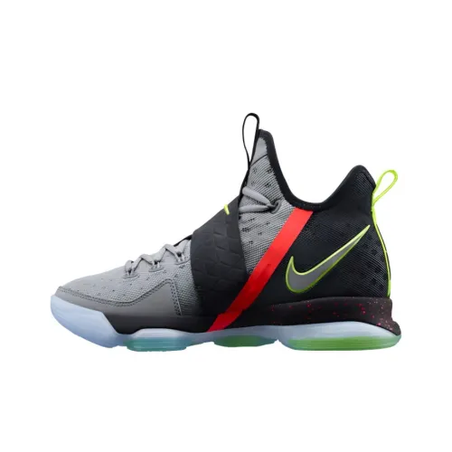 Nike Lebron 14 Out OF Nowhere Амортизация MID Топ Баскетбольные кроссовки для игры Мужской Серый черный
