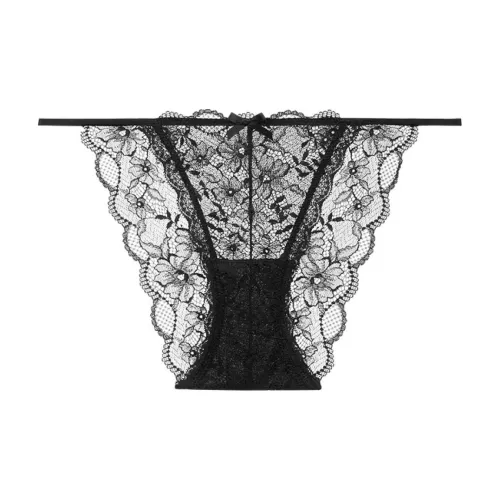 Victoria's Secret Розовые цветы Кружево Покрытие с Fine Лента Бикини BK Нижнее белье Женские 1 шт Черный