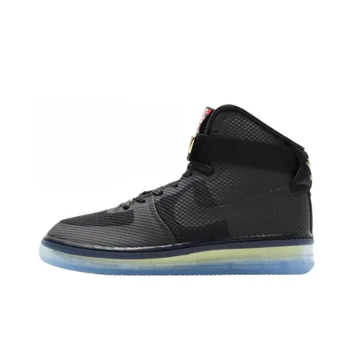Nike Air Force 1 Slip Resistant Abrasion Resistant Легкий High Топ Кроссовки для скейтбординга Унисекс Черный золотой