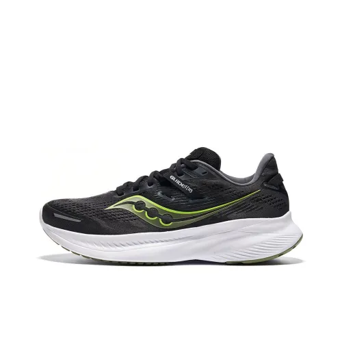 Saucony Guide 16 Амортизация Поддержка Отскок Низкий Топ Тренировочные Беговые кроссовки Мужские Черный Зеленый