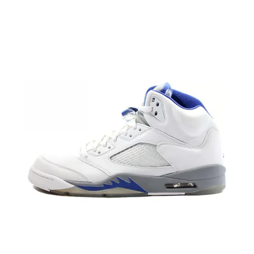 Jordan Air Джордан 5 Ретро Stealth Shock Absorbers Slip-resistant MID Топ Винтажные баскетбольные кроссовки Мужские Белый Синий