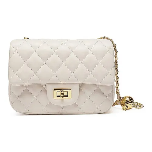 LOVEBIRD Сумка из крупнозернистой текстуры кожа коровы маленькая квадратная сумка сумка через плечо стандартная женская белая