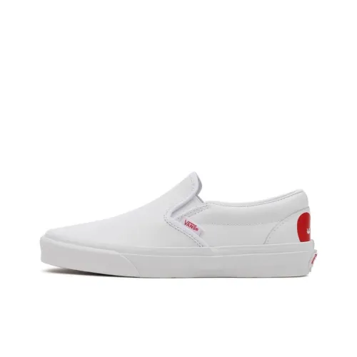 VANS Slip On Series День святого Валентина Низкий Топ Скейтборд Кроссовки Унисекс Белый