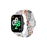 Магнитная выдвижная пряжка, тканевый вязаный ремень - белый радужный