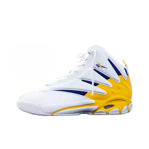 Reebok The Blast Устойчивый к истиранию Дышащий Высокий Топ Винтажные Баскетбольные Кроссовки Мужские Белый Желтый Синий