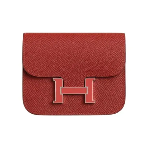 HERMES Constance Slim Epsom Телячья кожа Бананка Монета Кошелек Кошелек Женские Красный