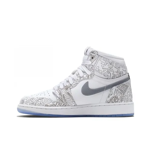 Jordan Air Jordan 1 Ретро Лазерный Высокий Топ Винтажные Баскетбольные Кроссовки Женские Белые