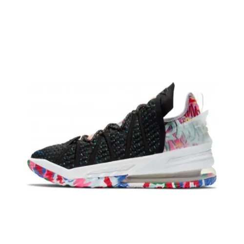 Nike Lebron 18 Джеймс Gang Shock Absorbers Slip Resistant MID Топ Баскетбольные кроссовки Унисекс Черный белый