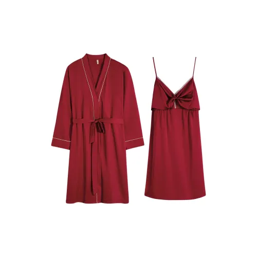 Empowering Words Домашняя одежда Ночная сорочка Пижамный халат Двухкомпонентный комплект Женские Красный