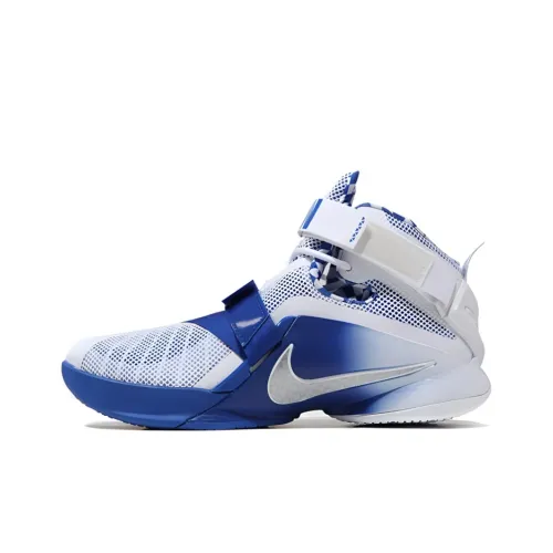 Nike Zoom Soldier 9 Амортизаторы Устойчивые к истиранию MID Баскетбольные кроссовки Мужские Синие Белые