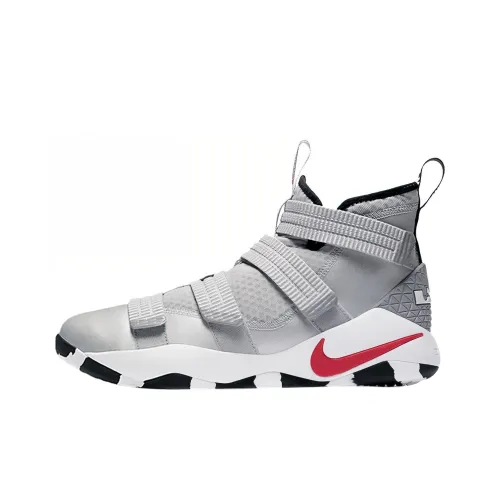 Nike Zoom Soldier 11 Серебряный Bullet Нелипкий Легкий MID Баскетбольные кроссовки Мужской Серый Азиатская Версия