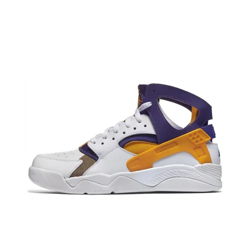 Nike Air Pilot Huarache 'Лейкерс' Устойчивый к истиранию Дышащий Низкий Топ Винтажные Баскетбольные Кроссовки Мужские Белый Фиолетовый Золото