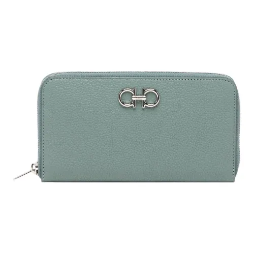 FERRAGAMO GANCINI Рельефная Телячья Кожа Держатель для Карт и Кошелек Женский Светло-Зеленый