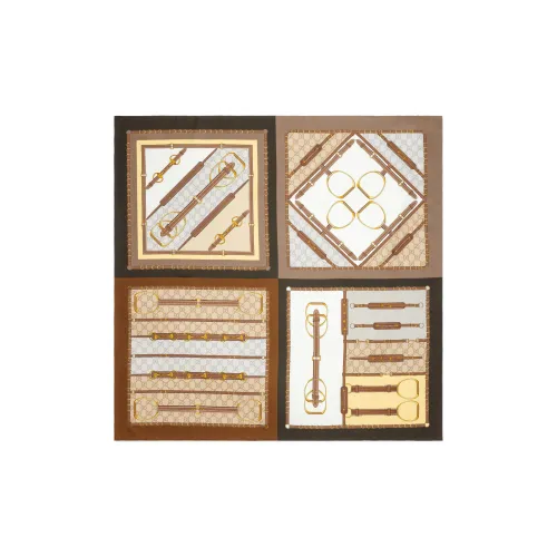 GUCCI Шелковые шарфы Унисекс Коричневый