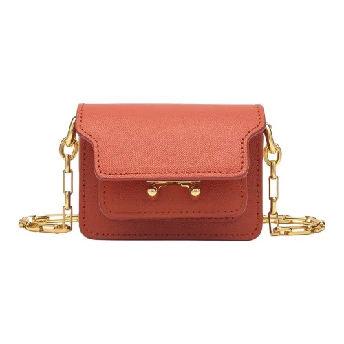 MARNI Основная часть кожа сумка через плечо сумка на плечо женская кирпично-красного цвета