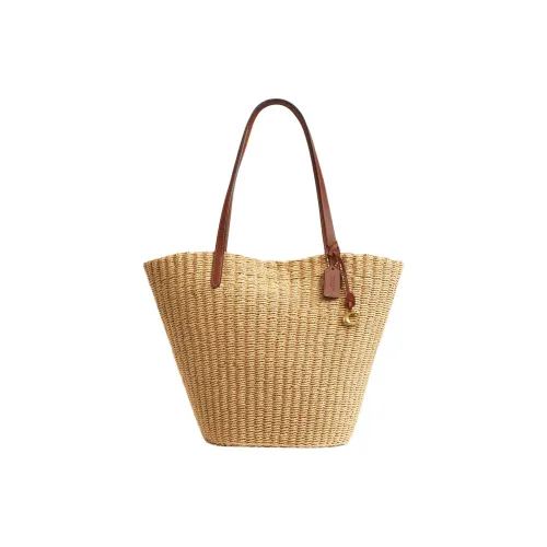 COACH Солома Одно Плечо Сумка Средняя Женская Естественная