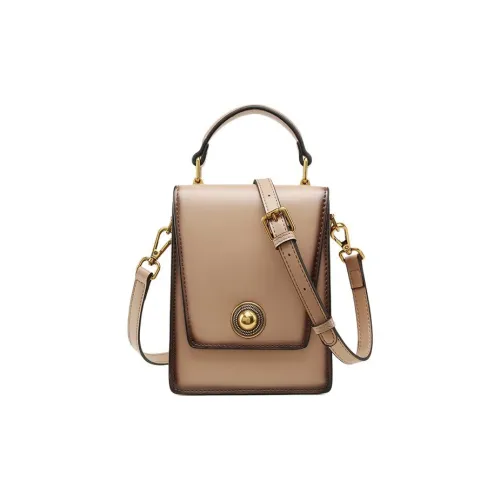 DEERE JACK Коровья кожа Маленькая квадратная сумка Сумка через плечо Сумка Маленькая Женская Молочно-чайная