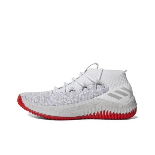 Adidas D Lillard 4 Lillard Серый Noise Shock Absorbers Противоскользящий MID Топ Баскетбольные кроссовки Мужской Белый и красный