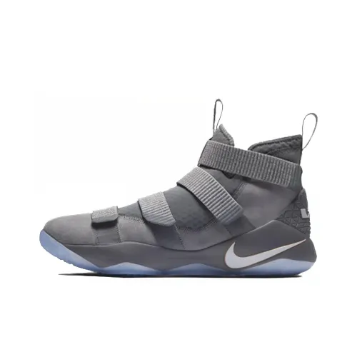 Nike Zoom Soldier 11 Амортизация Поддержка MID Топ Баскетбольные кроссовки Мужской Серебряный Международная версия